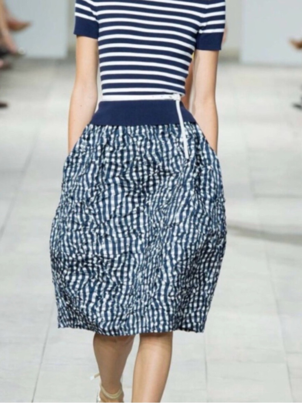 MICHAEL KORS COLLECTION Blue Gingham Full Midi Skirt